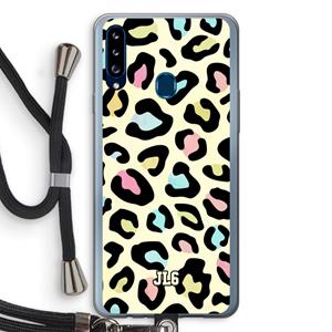 CaseCompany Leopard pattern: Samsung Galaxy A20s Transparant Hoesje met koord