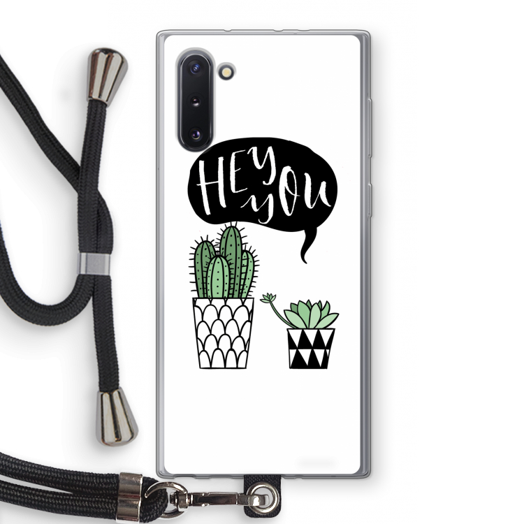 CaseCompany Hey you cactus: Samsung Galaxy Note 10 Transparant Hoesje met koord