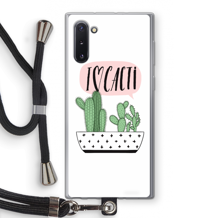 CaseCompany I love cacti: Samsung Galaxy Note 10 Transparant Hoesje met koord