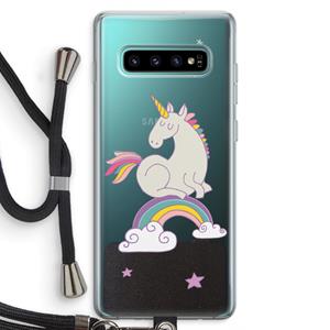 CaseCompany Regenboog eenhoorn: Samsung Galaxy S10 Plus Transparant Hoesje met koord