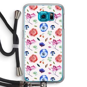 CaseCompany Bloemetjes: Samsung Galaxy S6 Transparant Hoesje met koord