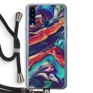 CaseCompany Chameleon Sun: Samsung Galaxy A20s Transparant Hoesje met koord