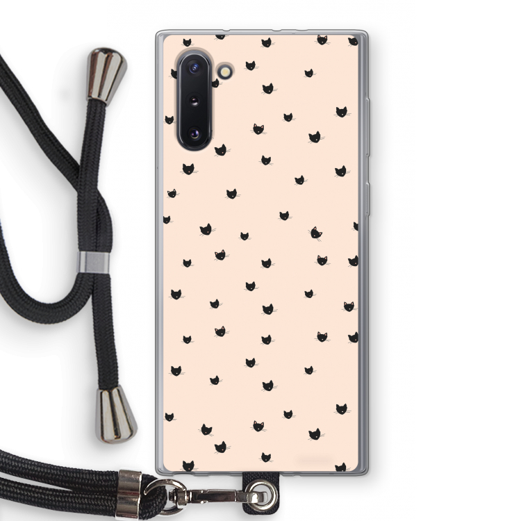 CaseCompany Kleine kattenkopjes: Samsung Galaxy Note 10 Transparant Hoesje met koord