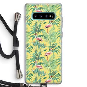 CaseCompany Flamingo party: Samsung Galaxy S10 Plus Transparant Hoesje met koord