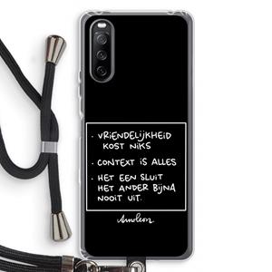 CaseCompany Mijn Motto's: Sony Sony Xperia 10 III Transparant Hoesje met koord