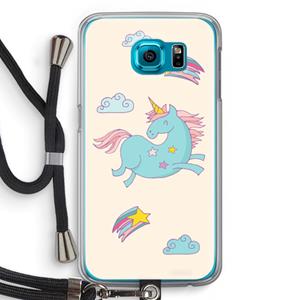 CaseCompany Vliegende eenhoorn: Samsung Galaxy S6 Transparant Hoesje met koord