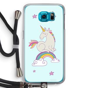 CaseCompany Regenboog eenhoorn: Samsung Galaxy S6 Transparant Hoesje met koord