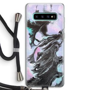 CaseCompany Pastel zwart: Samsung Galaxy S10 Plus Transparant Hoesje met koord