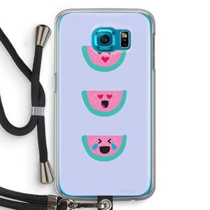 CaseCompany Smiley watermeloen: Samsung Galaxy S6 Transparant Hoesje met koord