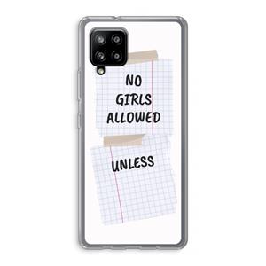 CaseCompany No Girls Allowed Unless: Samsung Galaxy A42 5G Transparant Hoesje