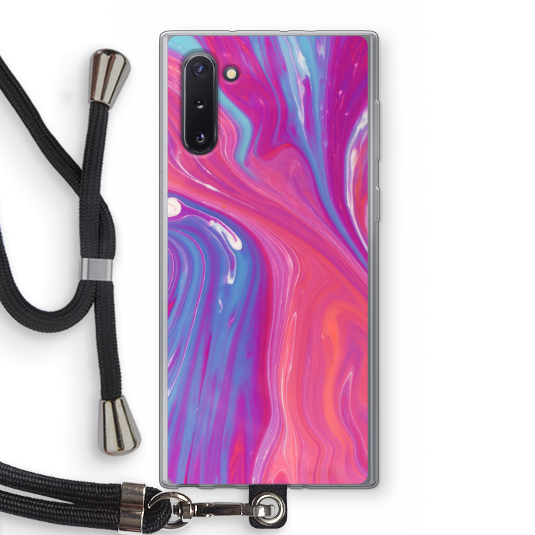 CaseCompany Paarse stroom: Samsung Galaxy Note 10 Transparant Hoesje met koord