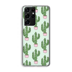 CaseCompany Cactus Lover: Samsung Galaxy S21 Ultra Transparant Hoesje