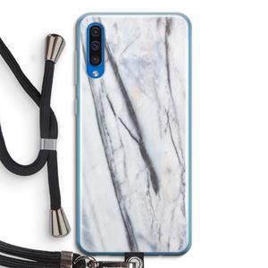 CaseCompany Gestreepte marmer: Samsung Galaxy A50 Transparant Hoesje met koord