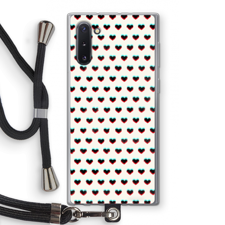 CaseCompany Hartjes: Samsung Galaxy Note 10 Transparant Hoesje met koord