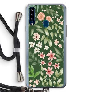 CaseCompany Botanical green sweet flower heaven: Samsung Galaxy A20s Transparant Hoesje met koord