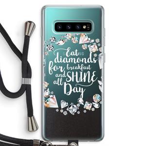 CaseCompany Diamonds: Samsung Galaxy S10 Plus Transparant Hoesje met koord