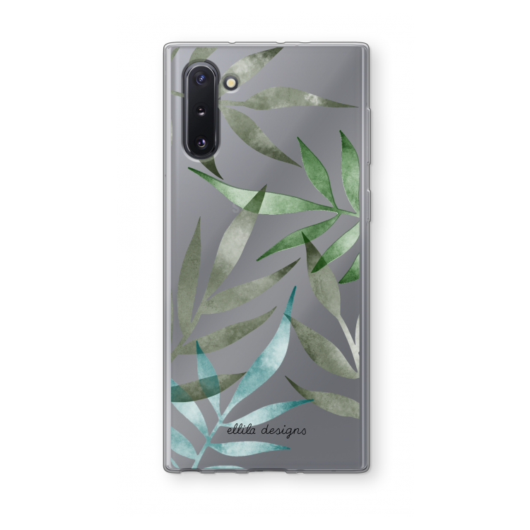 CaseCompany Tropical watercolor leaves: Samsung Galaxy Note 10 Transparant Hoesje