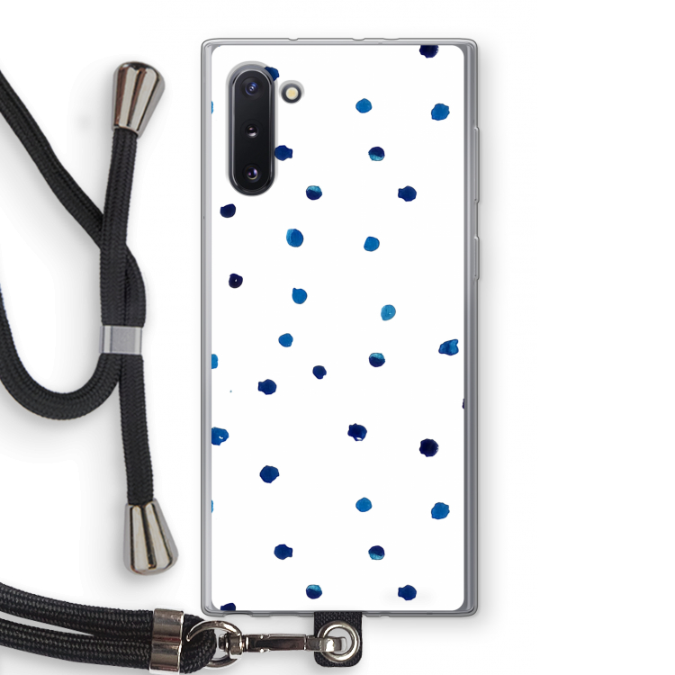 CaseCompany Blauwe stippen: Samsung Galaxy Note 10 Transparant Hoesje met koord