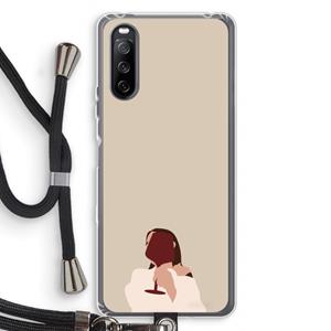 CaseCompany I drink wine: Sony Sony Xperia 10 III Transparant Hoesje met koord