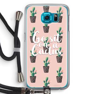 CaseCompany Cactus quote: Samsung Galaxy S6 Transparant Hoesje met koord