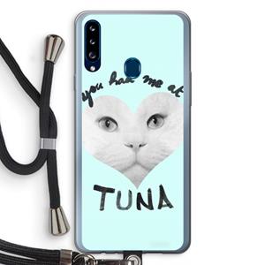 CaseCompany You had me at tuna: Samsung Galaxy A20s Transparant Hoesje met koord