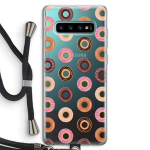 CaseCompany Donuts: Samsung Galaxy S10 Plus Transparant Hoesje met koord