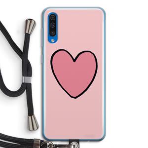 CaseCompany Hartje: Samsung Galaxy A50 Transparant Hoesje met koord