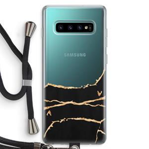 CaseCompany Gouden marmer: Samsung Galaxy S10 Plus Transparant Hoesje met koord