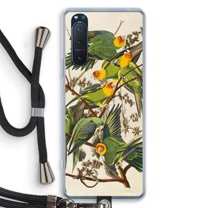 CaseCompany Carolinaparkiet: Sony Xperia 5 II Transparant Hoesje met koord