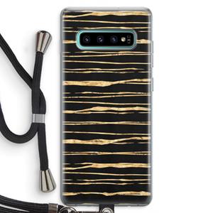 CaseCompany Gouden strepen: Samsung Galaxy S10 Plus Transparant Hoesje met koord