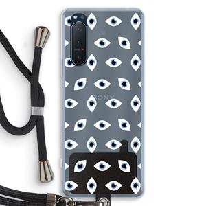 CaseCompany Eyes pattern: Sony Xperia 5 II Transparant Hoesje met koord