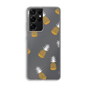 CaseCompany Ananasjes: Samsung Galaxy S21 Ultra Transparant Hoesje