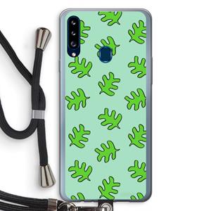 CaseCompany Groene blaadjes: Samsung Galaxy A20s Transparant Hoesje met koord