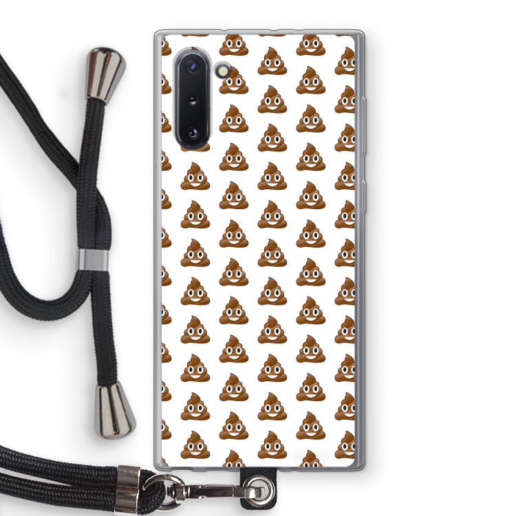 CaseCompany Poop emoji: Samsung Galaxy Note 10 Transparant Hoesje met koord