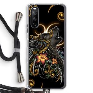 CaseCompany Huilende Wolf: Sony Sony Xperia 10 III Transparant Hoesje met koord
