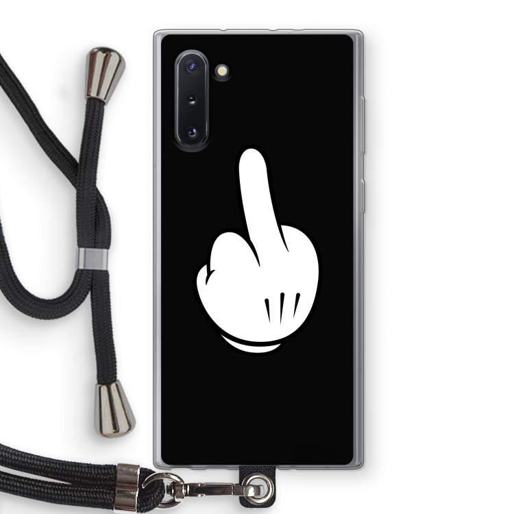 CaseCompany Middle finger black: Samsung Galaxy Note 10 Transparant Hoesje met koord