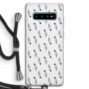 CaseCompany Pluimen: Samsung Galaxy S10 Plus Transparant Hoesje met koord
