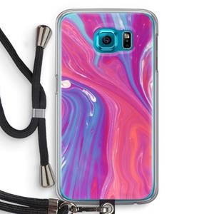 CaseCompany Paarse stroom: Samsung Galaxy S6 Transparant Hoesje met koord