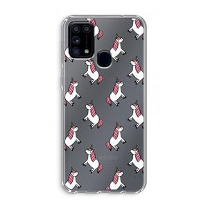 CaseCompany Eenhoorns overal: Samsung Galaxy M31 Transparant Hoesje