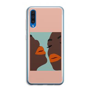 CaseCompany Orange lips: Samsung Galaxy A50 Transparant Hoesje