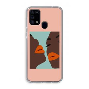 CaseCompany Orange lips: Samsung Galaxy M31 Transparant Hoesje