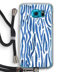 CaseCompany Blauwe nerven: Samsung Galaxy S6 Transparant Hoesje met koord