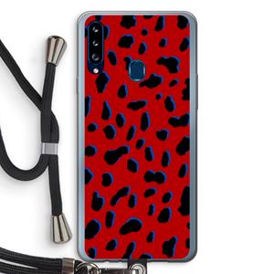 CaseCompany Red Leopard: Samsung Galaxy A20s Transparant Hoesje met koord