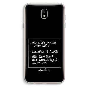 CaseCompany Mijn Motto's: Samsung Galaxy J7 (2017) Transparant Hoesje