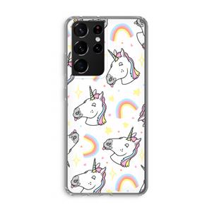 CaseCompany Rainbow Unicorn: Samsung Galaxy S21 Ultra Transparant Hoesje