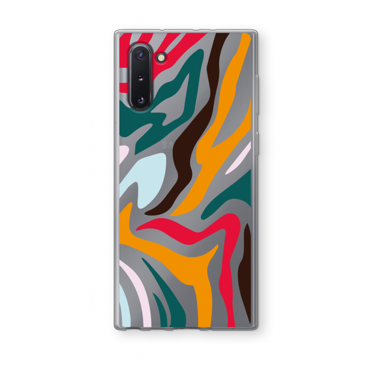 CaseCompany Colored Zebra: Samsung Galaxy Note 10 Transparant Hoesje