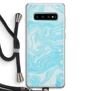 CaseCompany Waterverf blauw: Samsung Galaxy S10 Plus Transparant Hoesje met koord