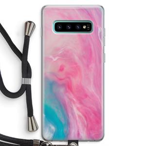 CaseCompany Roze explosie: Samsung Galaxy S10 Plus Transparant Hoesje met koord