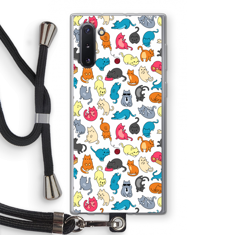 CaseCompany Kleurrijke katten: Samsung Galaxy Note 10 Transparant Hoesje met koord