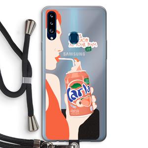 CaseCompany Peach please!: Samsung Galaxy A20s Transparant Hoesje met koord